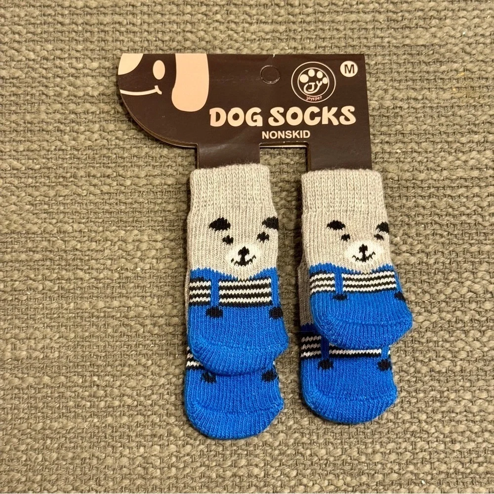 Blue and Gray Non-Slip Dog Socks
